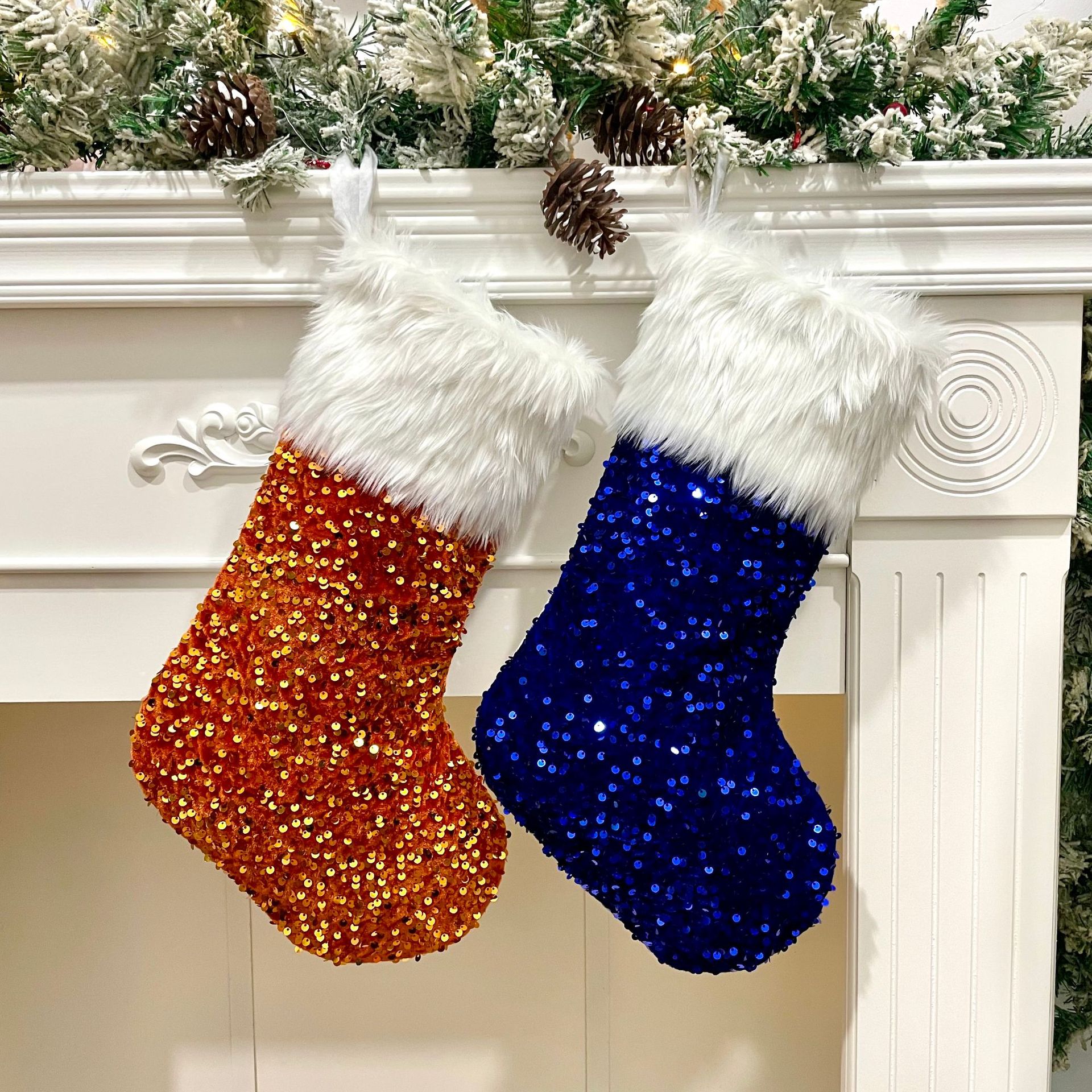 Nuevos productos transfronterizos regalos de Navidad bolsas de dulces de peluche calcetines de Navidad colgantes de árbol de Navidad artículos de decoración de Navidad