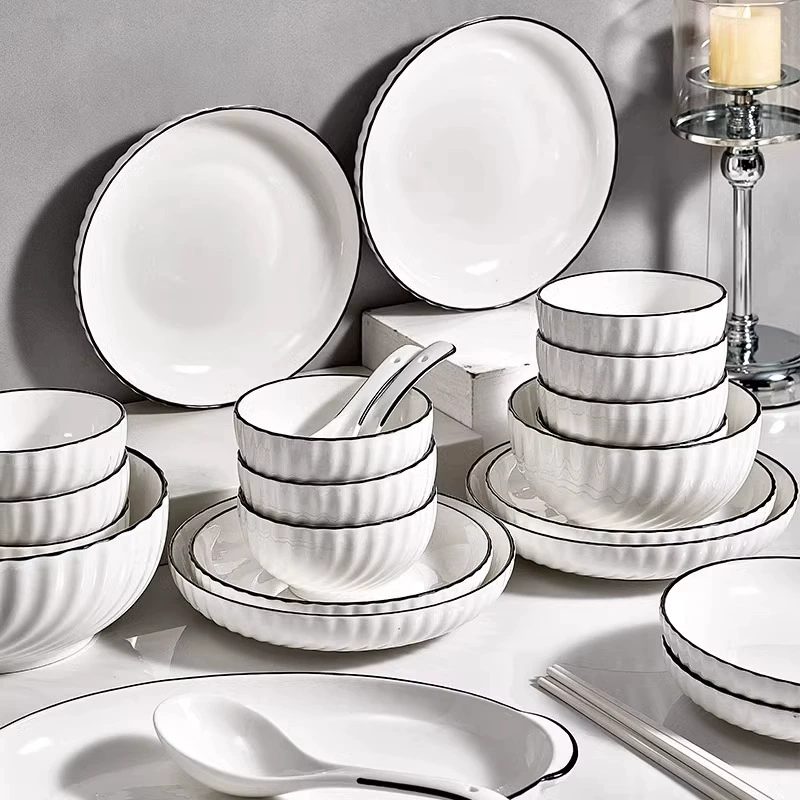 Bowl set, ceramic underglaze tableware, multi-piece options (8–59 pcs)