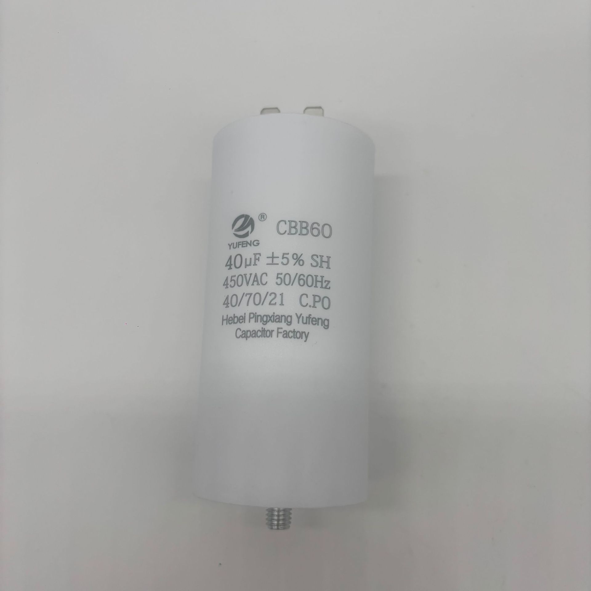 Condensador especial para bomba de agua con motor de tornillo en la parte inferior de la carcasa plástica de película metálica con condensador de doble inserción