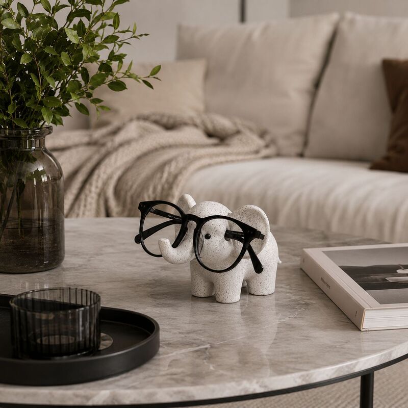 Cross-Border New Product Cute Elephant Glasses Holder Resin Small Statue Home Decoration Ornament Resin Crafts