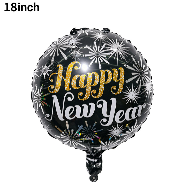 Decoración de fondo de Año Nuevo, globos de aluminio, marco de fotos con botella de FELIZ AÑO NUEVO, decoración de fiesta, arreglo de globos