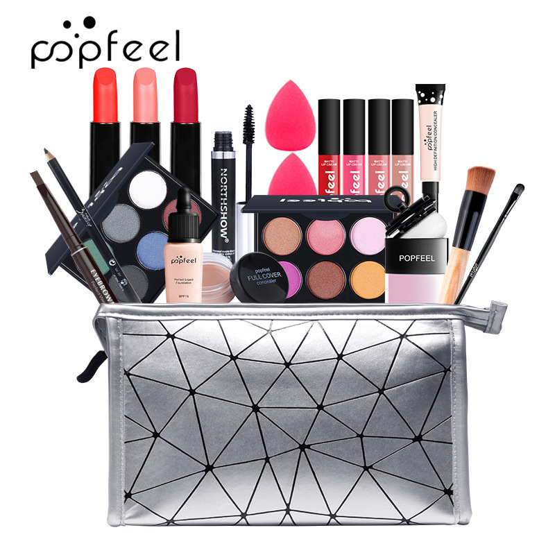 Traje europeo y americano sombra de ojos maquillaje conjunto completo principiante estudiante novato conjunto completo caja de regalo de maquillaje ligero combinación de cosméticos sombra de ojos