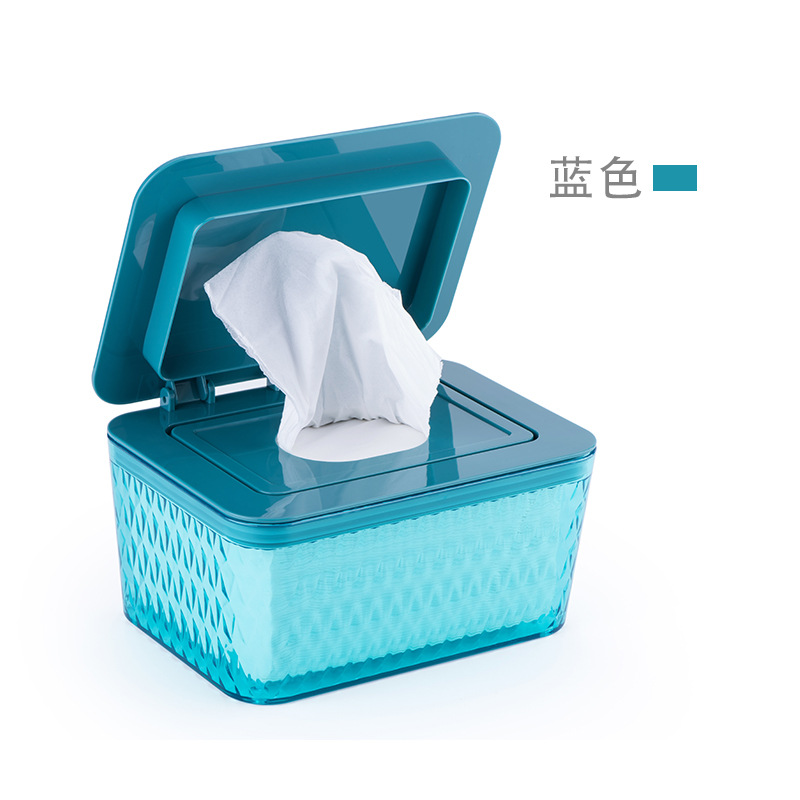 Caja de pañuelos húmeda de plástico portátil multifunción TV escritorio inodoro caja de pañuelos de coche con tapa