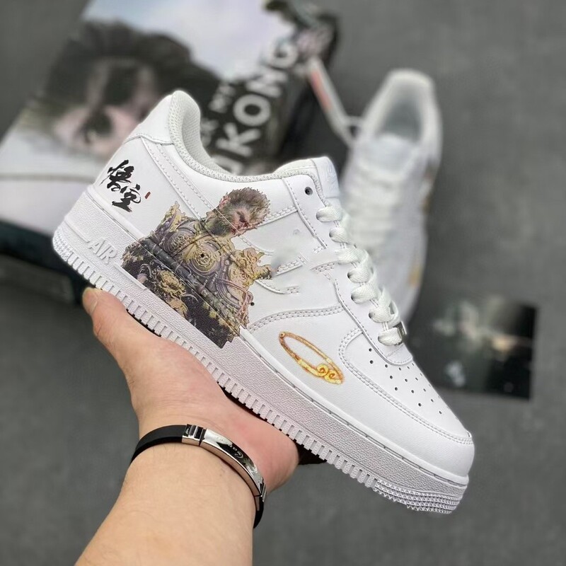 Af1 07 Air Force One Goku Limited Sports Sneakers for Men and Women, Low-Cut Versatile Thick-Soled Height-Increasing White Shoes