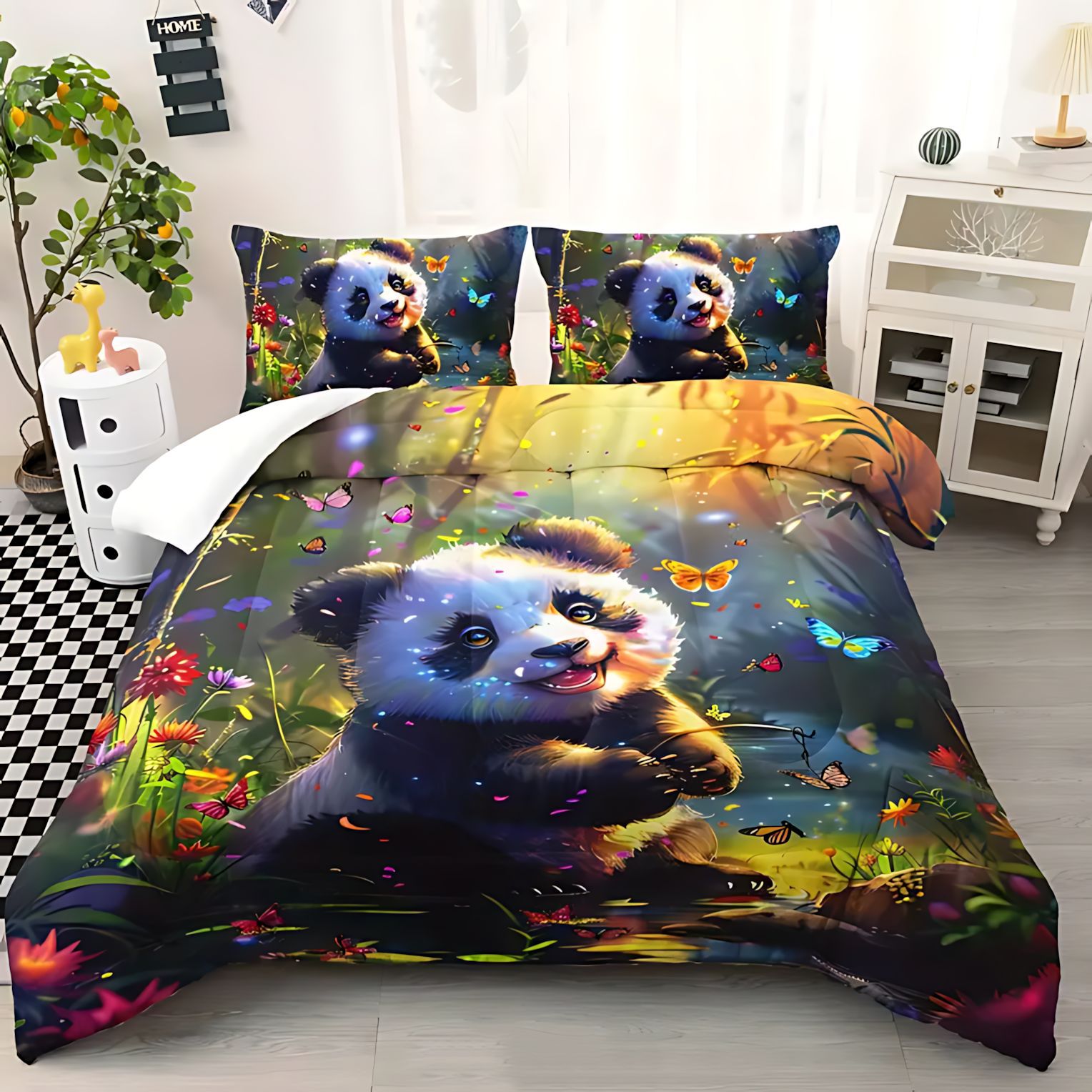 TEMU / JIT Amazon muchos animales lindos 3D impresión digital 180gms colcha set de ropa de cama