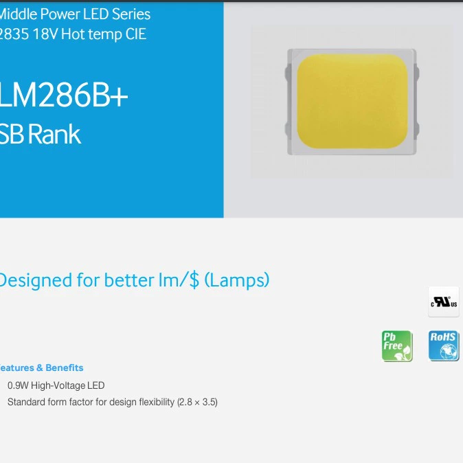 三星 LED 18V 1W RA80/RA90 2835 LM286B+ SB яркостьlamp bead