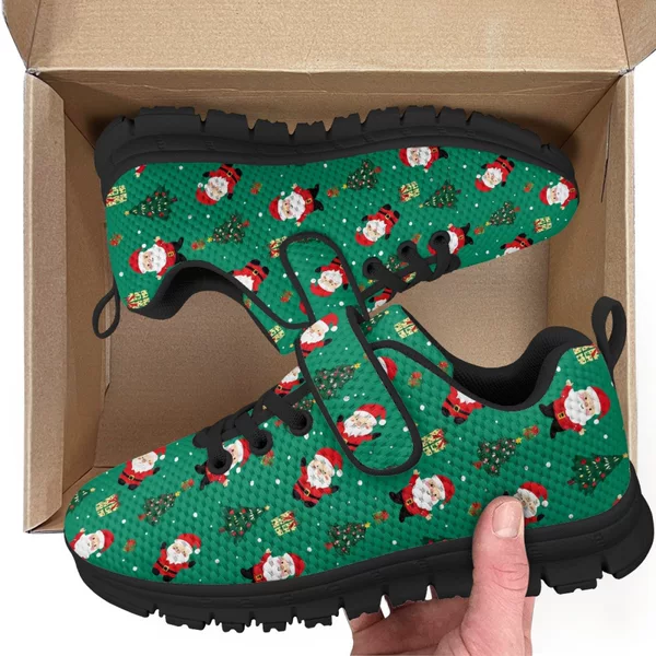 Foreign trade Christmas Santa Claus mesh upper can be printed logo a order buckle children's sneaker