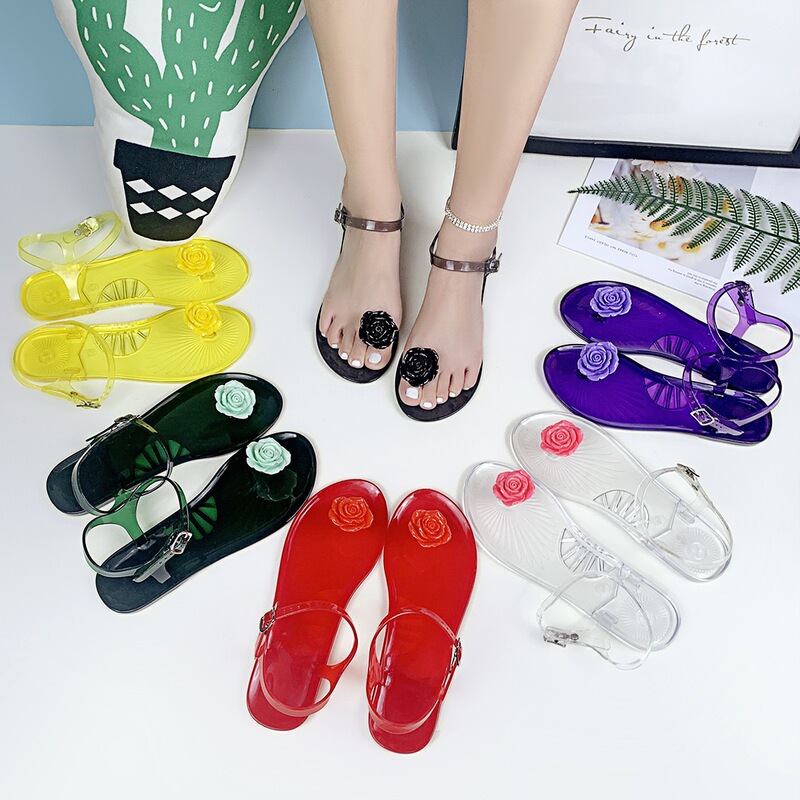 Sandals round head foreign trade new ins fruit jelly sandals women's non-slip soft bottom PVC beach sandals lemon