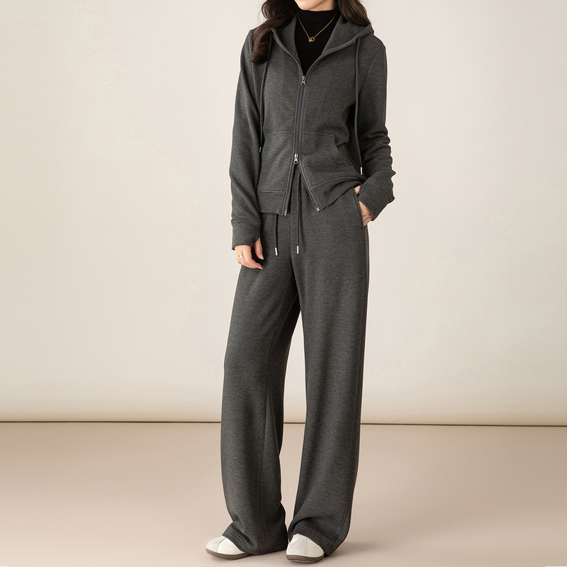 Xinge Imitation Cashmere Fashion Sports Suit Women's Autumn and Winter Slim and Loose Korean Style Hooded Sweatshirt Casual Two-Piece Set