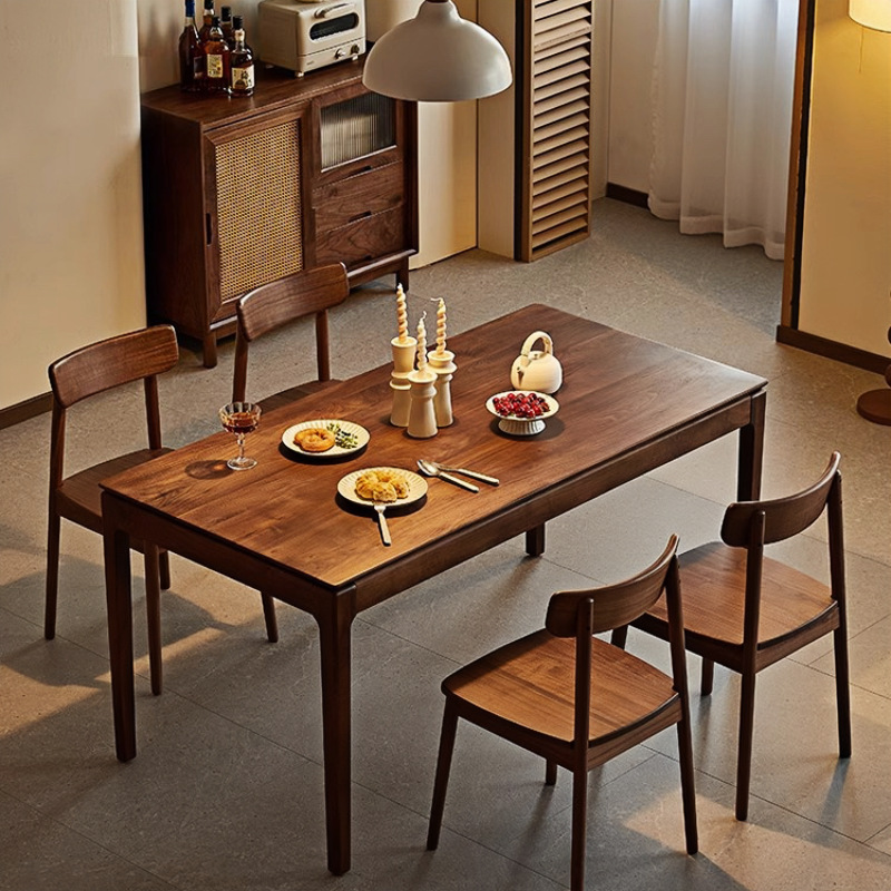 North American Black Walnut Solid Wood Dining Table Rectangular Nordic Household Small Apartment Cherry Ash Desk Tea Table