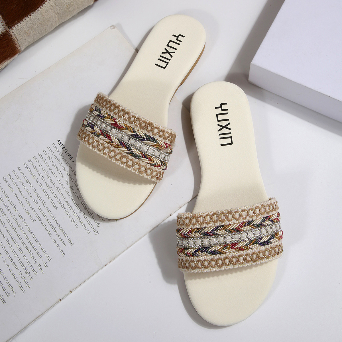 Zapatillas Planas para Mujer de Cuero Sintético, Cómodas, para Uso Casual