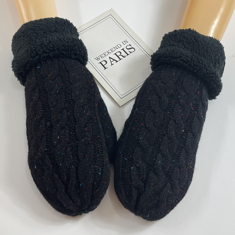 Pantalla táctil de punto de lana bolsa conjunto de hombres y mujeres de otoño e invierno al aire libre a prueba de viento cálido engrosado adulto Dedo de lana forrado de lana guantes