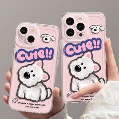 斜め頭の犬 iPhone17 携帯電話ケース 17promax 新型 17pro 透明TPU 女性向け Air 高級 16