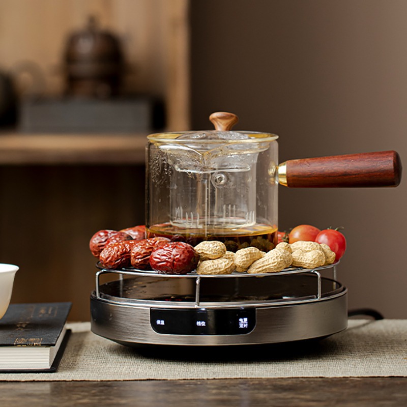 艾玛诗T6电陶炉带烤网围炉煮茶耐热玻璃茶壶侧把壶家用煮茶炉室内