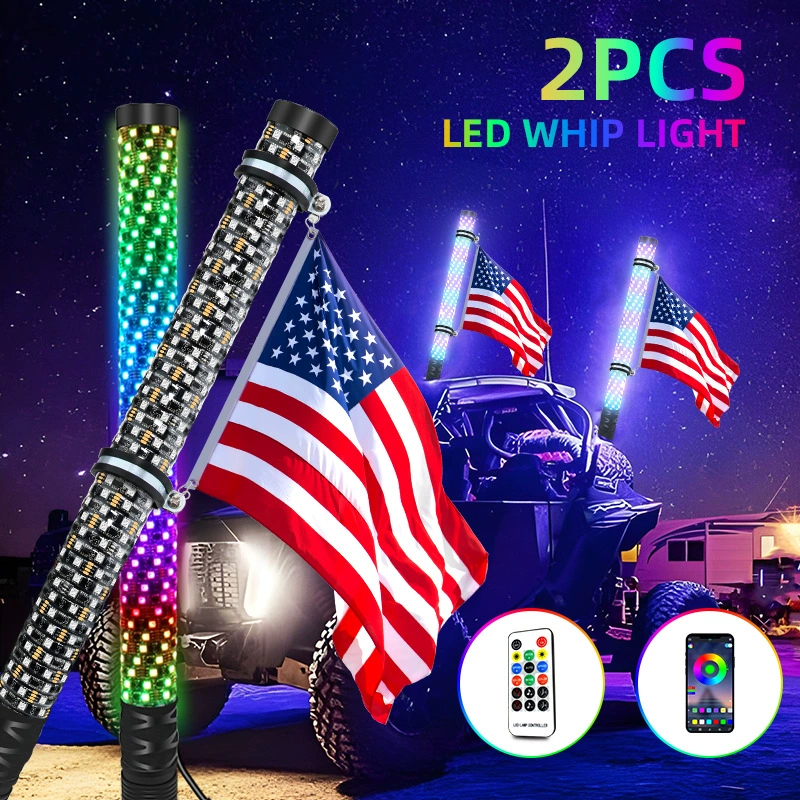 Трансграничный Специально для светодиодных внедорожных флагштока света пляжный грузовик универсальный RGB иллюзия атмосферы кнут лампы 2FT жирный флагшток света