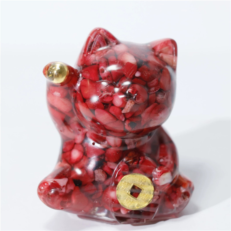 水晶の猫のデスクトップの置物の家の装飾のゴムの猫の工芸品の小さくて美しい猫の置物の卸売り