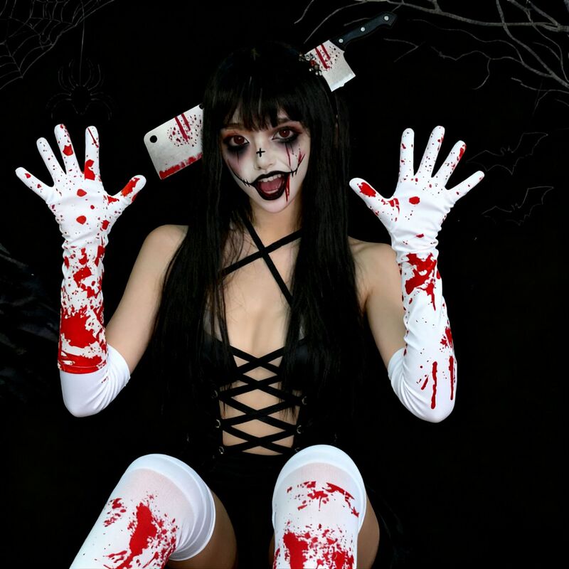 Halloween Bloody Bib Haunted House Horror Blood-Stained Apron Blood-Stained Gloves Jewelry Blood Knife Headband Props