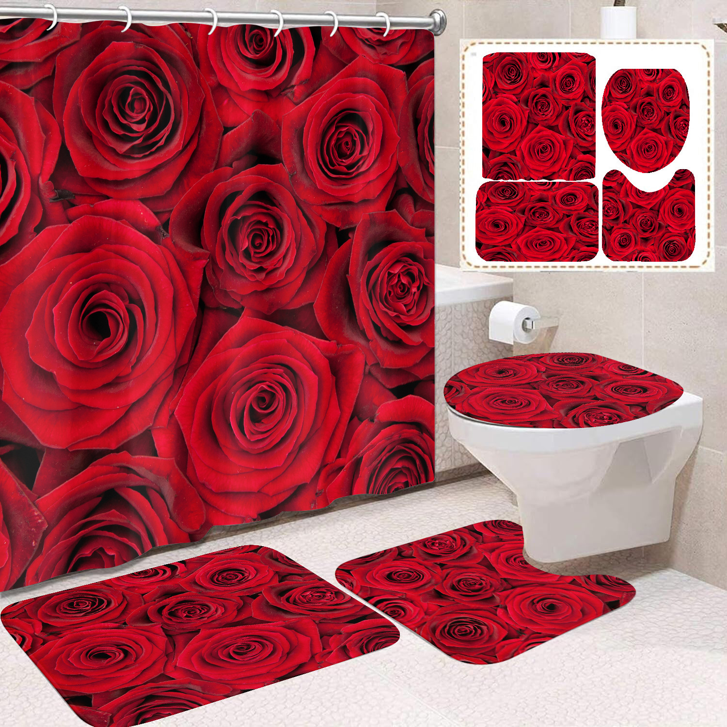 Cortina de ducha de poliéster con estampado digital de animales, impermeable, creativa, para baño, de Amazon, transfronteriza
