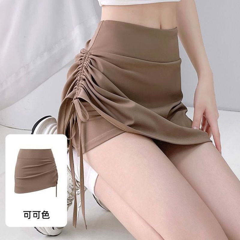 Falso de dos piezas de falda deportiva para mujeres 2026 nuevo verano cintura alta caderas trajes de yoga de cuerda falda de cuerpo de acondicionamiento anti-descalzo image 9