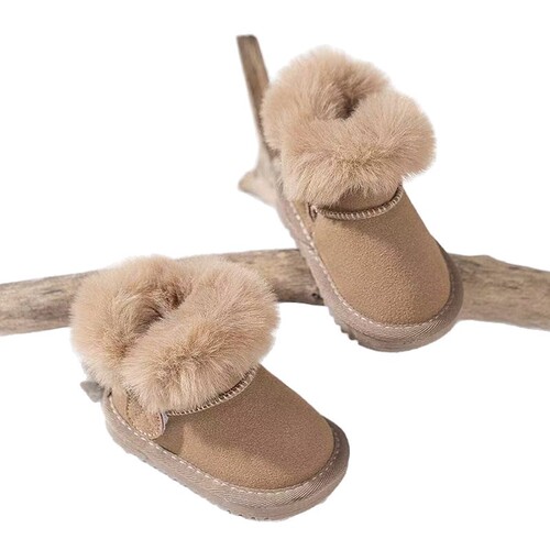 Snow boots with winter padding for warmth, new children's winter shoes for girls, soft-soled, baby girl cotton shoes, thickened.