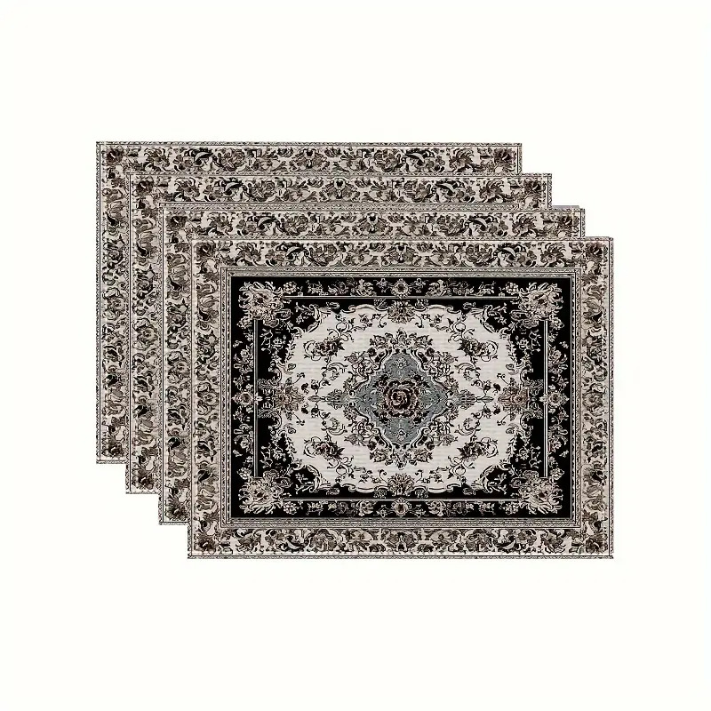 Manteles individuales navideños de lino estampado, decoración de mesa resistente al calor