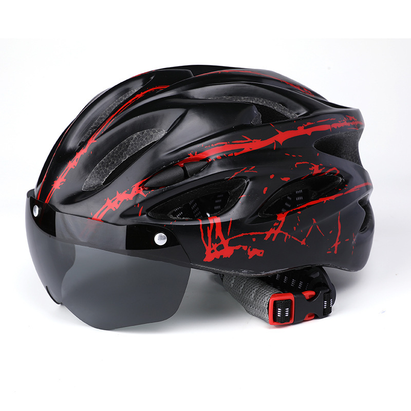 Casco de ciclismo integrado formado para hombre y mujer casco de bicicleta de carretera de montaña equipo de ciclismo tipo magnetismo espejo de viento casco