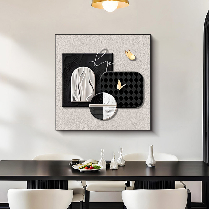 Blanco y negro gris abstracto decoración de comedor pintura moderna simple alta sensación de arte sala de estar colgar pintura pintura dormitorio pintura mural de mesa de comedor