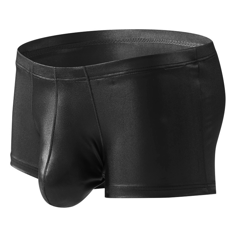 Foreign Trade Men's Leather Underwear Sexy Boxers Performance Flirting Pants Loose Big JJ Pocket Cross-border Sex Underwear