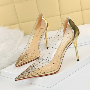 1637-1 the European and American wind fashion sexy high-heeled shoes high heel nightclub with transparent hollow out daz