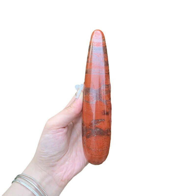 天然红玉雕刻原石打磨水晶按摩棒 图 2