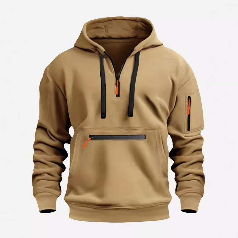 Autumn and Winter Cross-border Men's Sweater Hoodie Pocket Waterproof Zipper Multi-pocket Pullover Men's Sports Casual Sweater Autumn and Winter Cross-border Men's Sweater Hoodie Pocket Waterproof Zipper Multi-pocket Pullover Men's Sports Casual Sweater