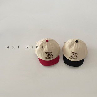 Baby Cap Spring and Autumn B Letter Short Eave Contrasting Color Western Style Sunshade Hat Baby Baseball Cap Spring