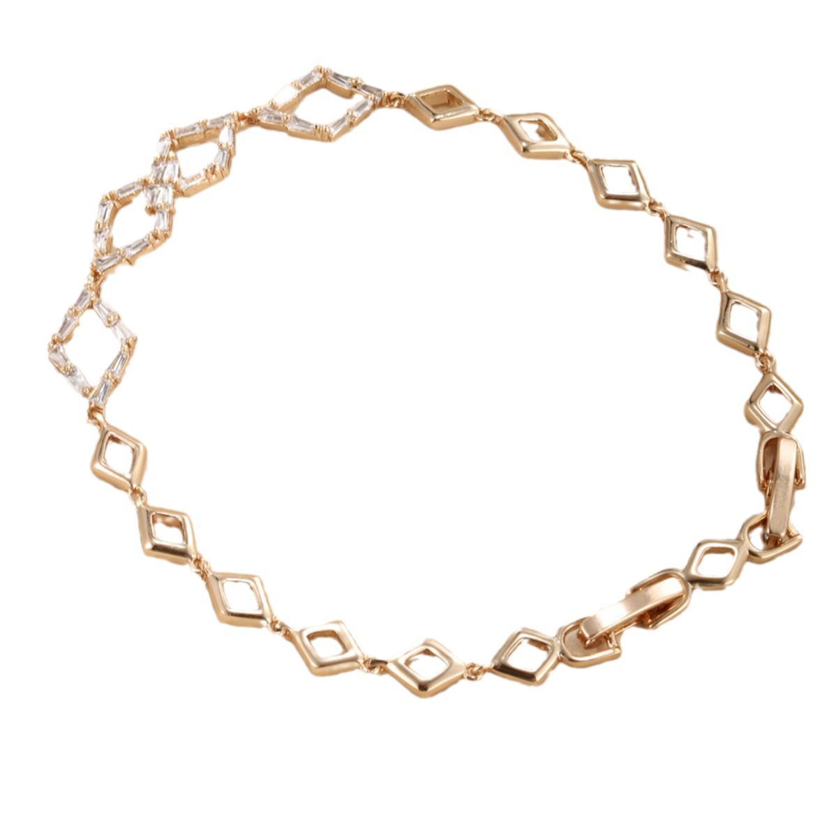 Xuping hueco cadena de diamante de cobre chapado en oro 18K nicho de diseño de aleación de diamantes de moda europea y americana pulsera de mujer