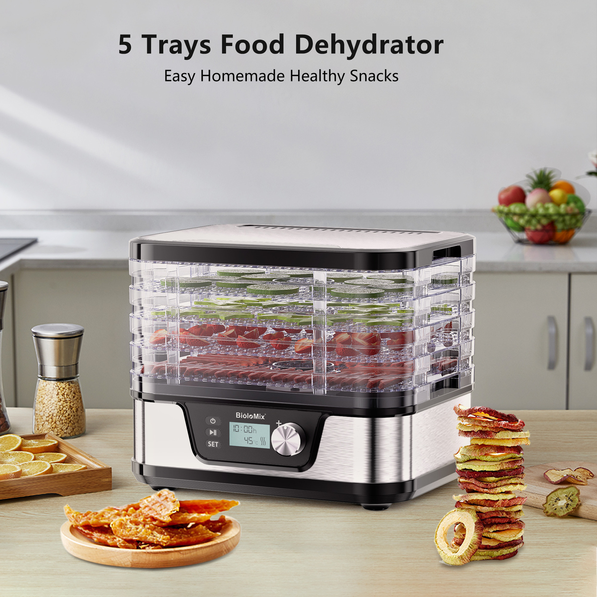 Deshidratador de Alimentos Doméstico de Acero Inoxidable Multifuncional para Cocina