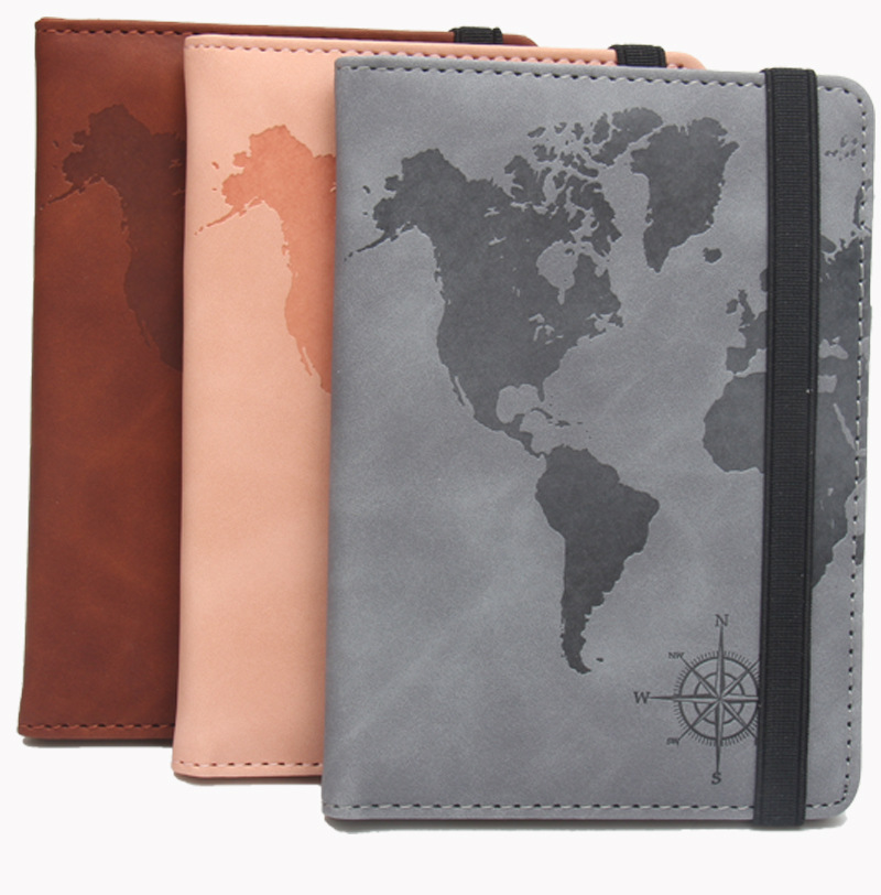 All Seasons Season Women'S Gender Business Style Square Shape Women's Business Map Pu Leather Rfid Passport Holders