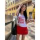 Red Hot Girl Korean Slim Skirt Women's High Waist Elegant All-Match A- Line Skirt Summer New Arrival Embroidered Short Skirt