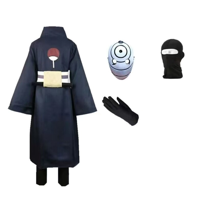 ナルト・オビトコス服うちはコスプレ扇子服スーツ三つ目白発光マスクコンプリートセット|undefined