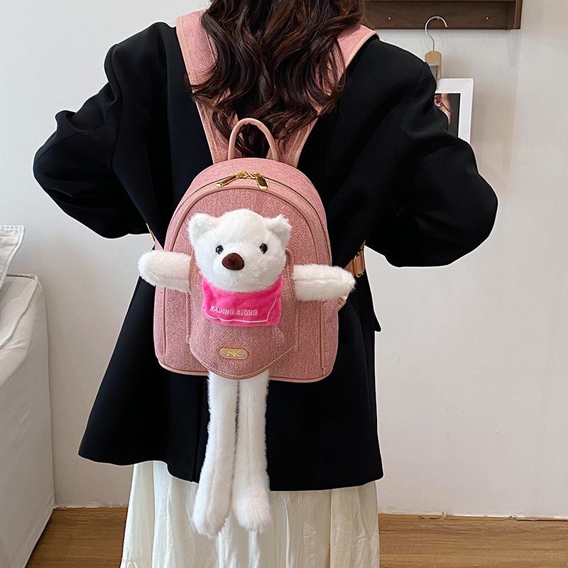 2025 nueva mochila de alto valor de la cara de la mujer, mochila simple de gran capacidad, bolsas de nicho de color sólido de la moda