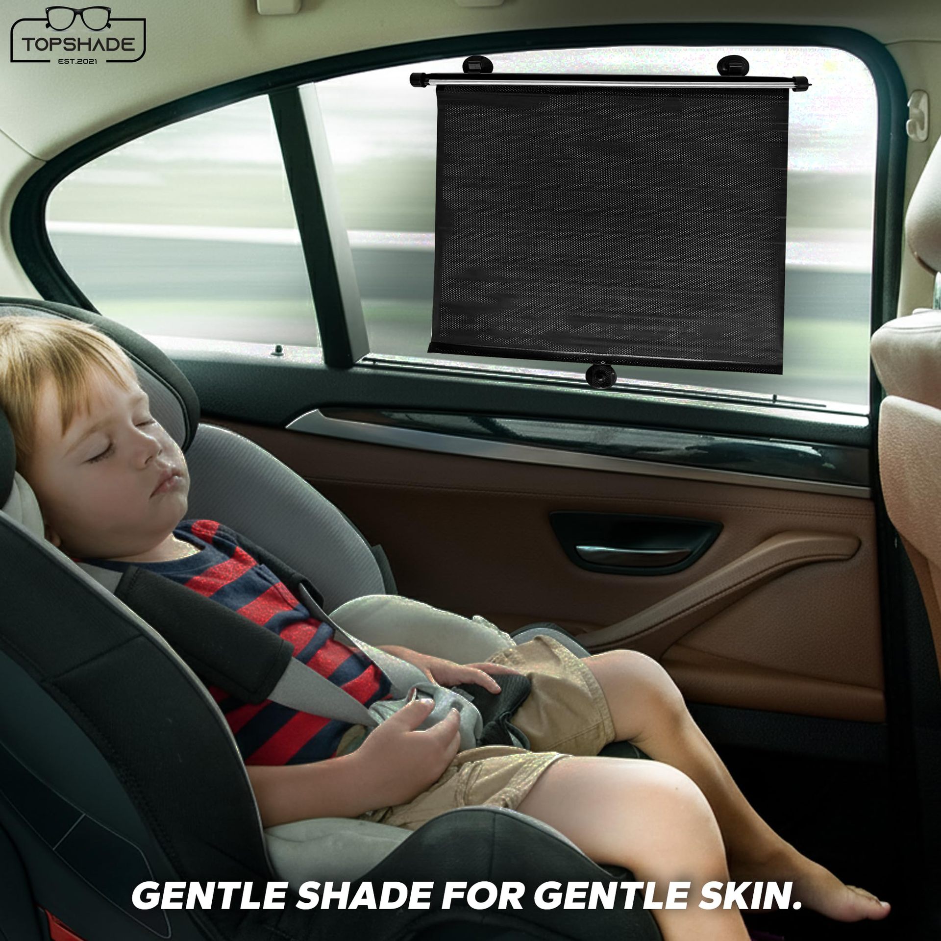 Amazon Cross-Border Best-Selling Factory-Selling Retractable Car Window Sunshade Roll-Up Style Suction Cup Sunshade Car Sunshade