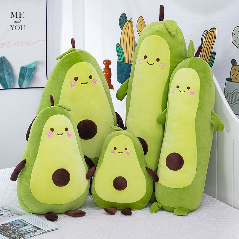 Muñecas de peluche de aguacate lindas muñecas de peluche de fruta verde para niñas dormir muñecas de piernas al por mayor