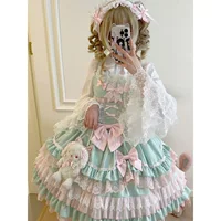 ~ Белый сахарный девчушка оригинальный дизайн Lolita платье doll сладкое платье jsk подтяжка