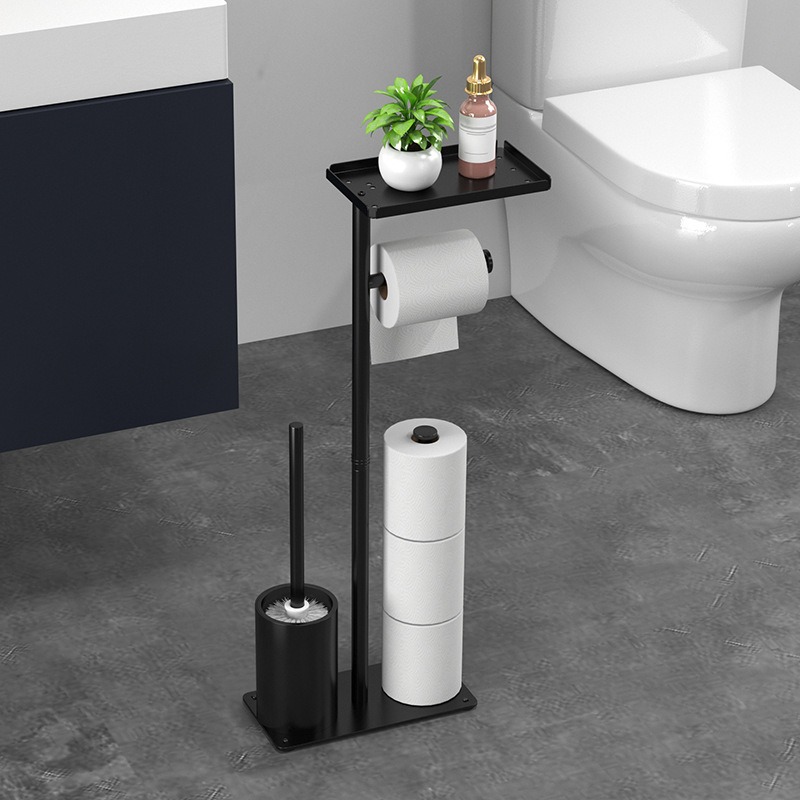 Rack de toallas de piso, estante de toallas de baño doméstico, estante de almacenamiento multifuncional de papel de rollo de inodoro, estante de teléfono móvil de inodoro