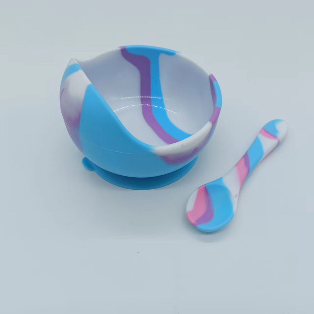 彩虹纹蜗牛碗和硅胶勺子 silicone bowl and spoon