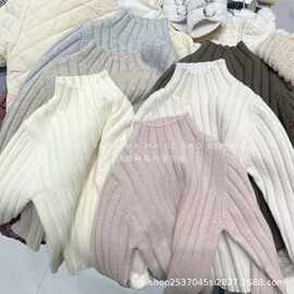 韩国女童中领毛衣打底冬季宝宝百搭软糯套头衫字母刺绣保暖针织衫