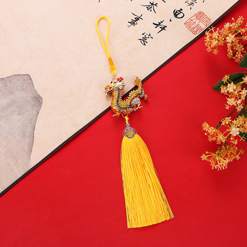 Carefully selected 2024 Year of the Dragon Chinese Dragon Tassel Living Room Car Rearview Mirror Pendant Car Xianglong Keychain Hanging Ornaments