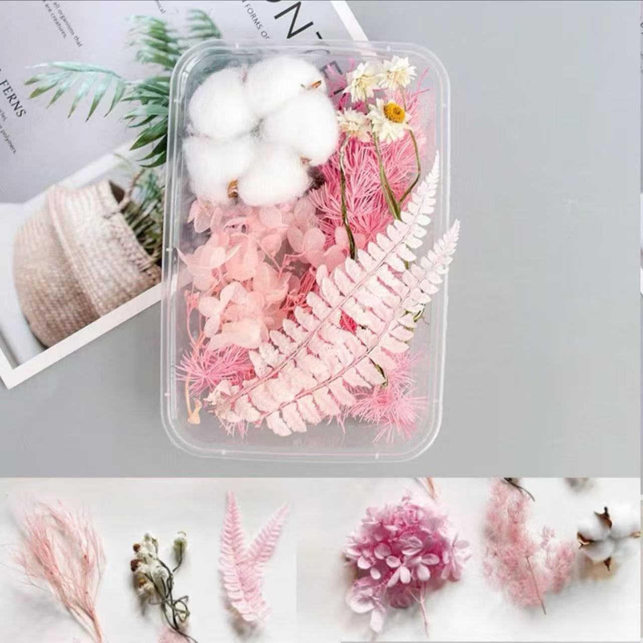 Paquete mixto de bricolaje, decoración hecha a mano, flor eterna, material de paquete de flores secas, marco de fotos de bricolaje, paquete de flores en relieve, día de la mujer