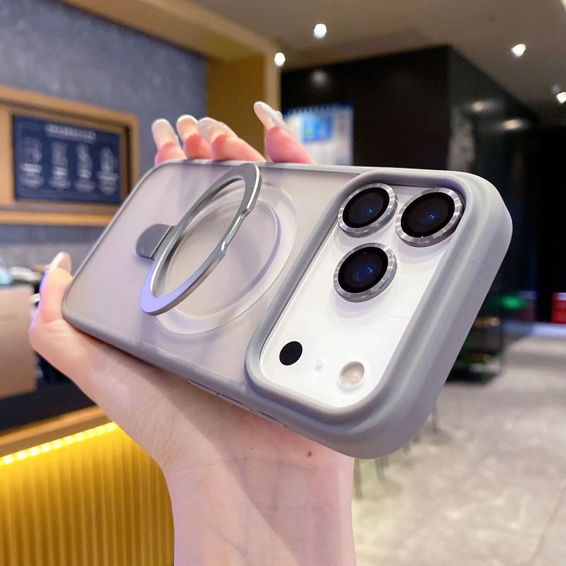 适用iPhone17pro手机壳磨砂肤感磁吸支架苹果16promax防摔保护套|undefined