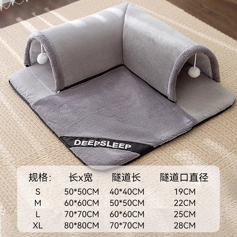 Túnel de Juego y Descanso Integrado para Gatos de Otoño e Invierno, Cama para Gatos, Juguete de Túnel para Gatos, Cama para Mascotas Cálida y Gruesa