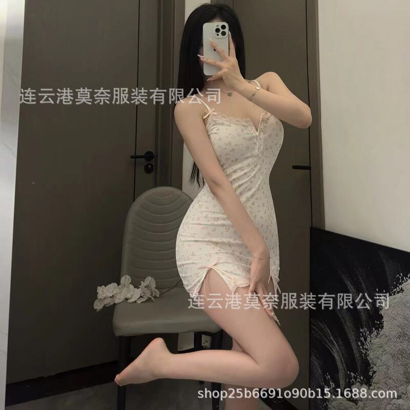 Monet Clothing Pajamas Sexy plus size Sweet Small Floral Stitching Lace Pure Desire Sling Nightgown Home Clothes 43