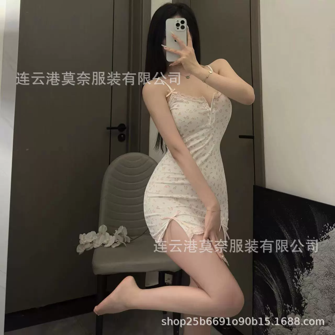 莫奈服装睡衣性感大码甜美小碎花拼接蕾丝纯欲风吊带睡裙家居服43